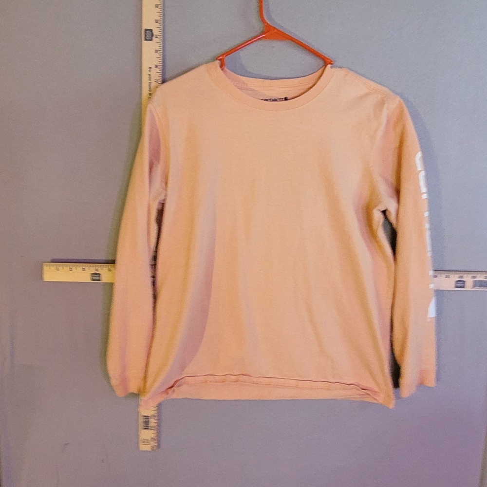 Carhartt Boys Peach Long Sleeve Graphic Logo T-Shirt Loose Fit Size L 12-14